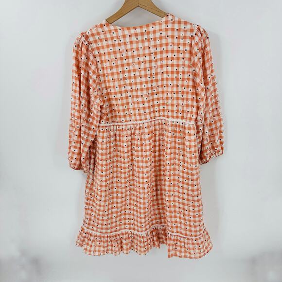 Greylin Collection Dorothy Daisy Gingham Mini Dress Women’s Size Large - Picture 3 of 9